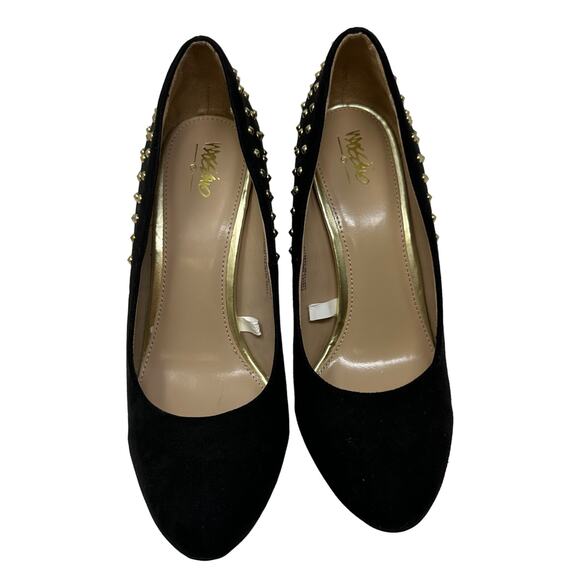 Mossimo Vernie Almond Toe Heels Women's Size 9 Black Studded Faux Suede - Picture 3 of 7